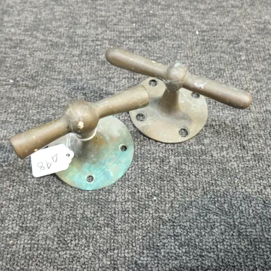 TWO MARINE BRONZE BAR BOLLARDS, W.105mm