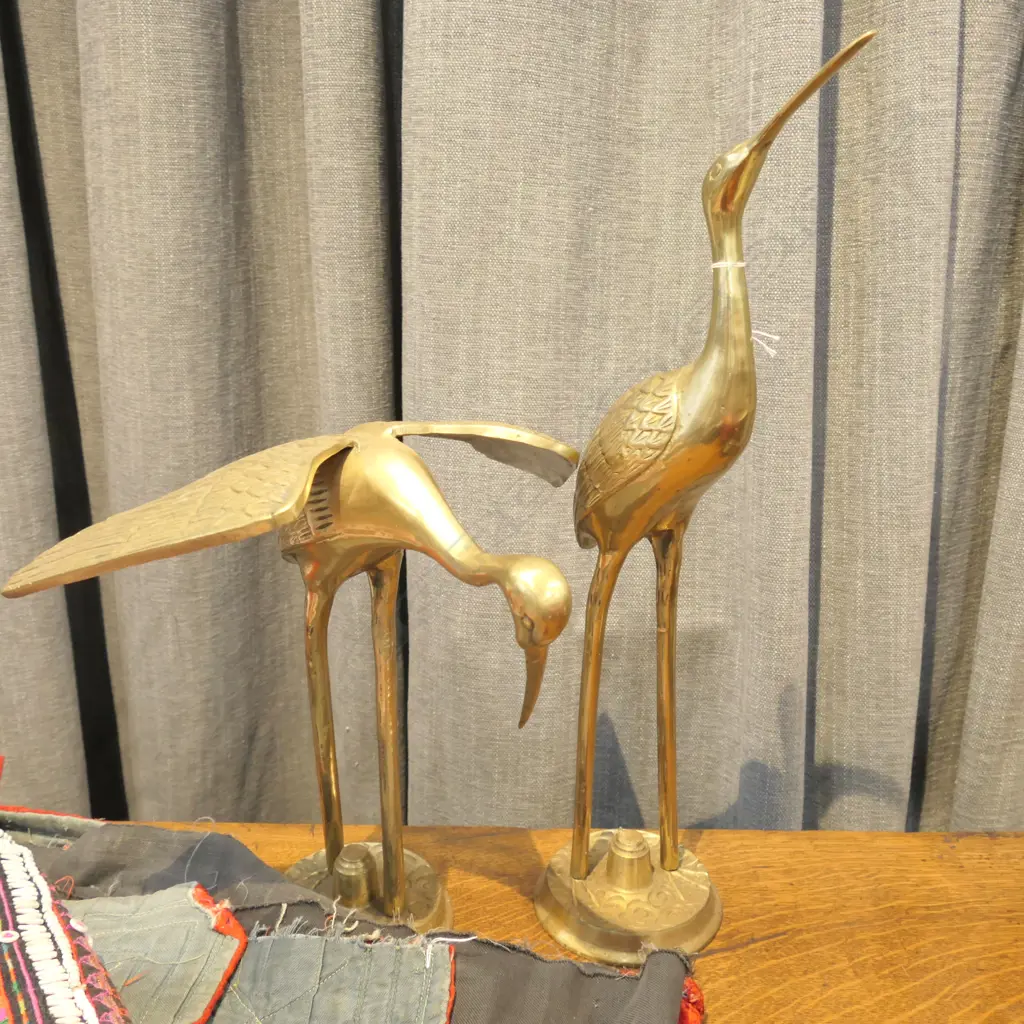 PAIR OF BRASS HERONS Image 1++