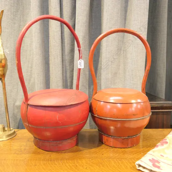 2 CHINESE LACQUER BASKETS