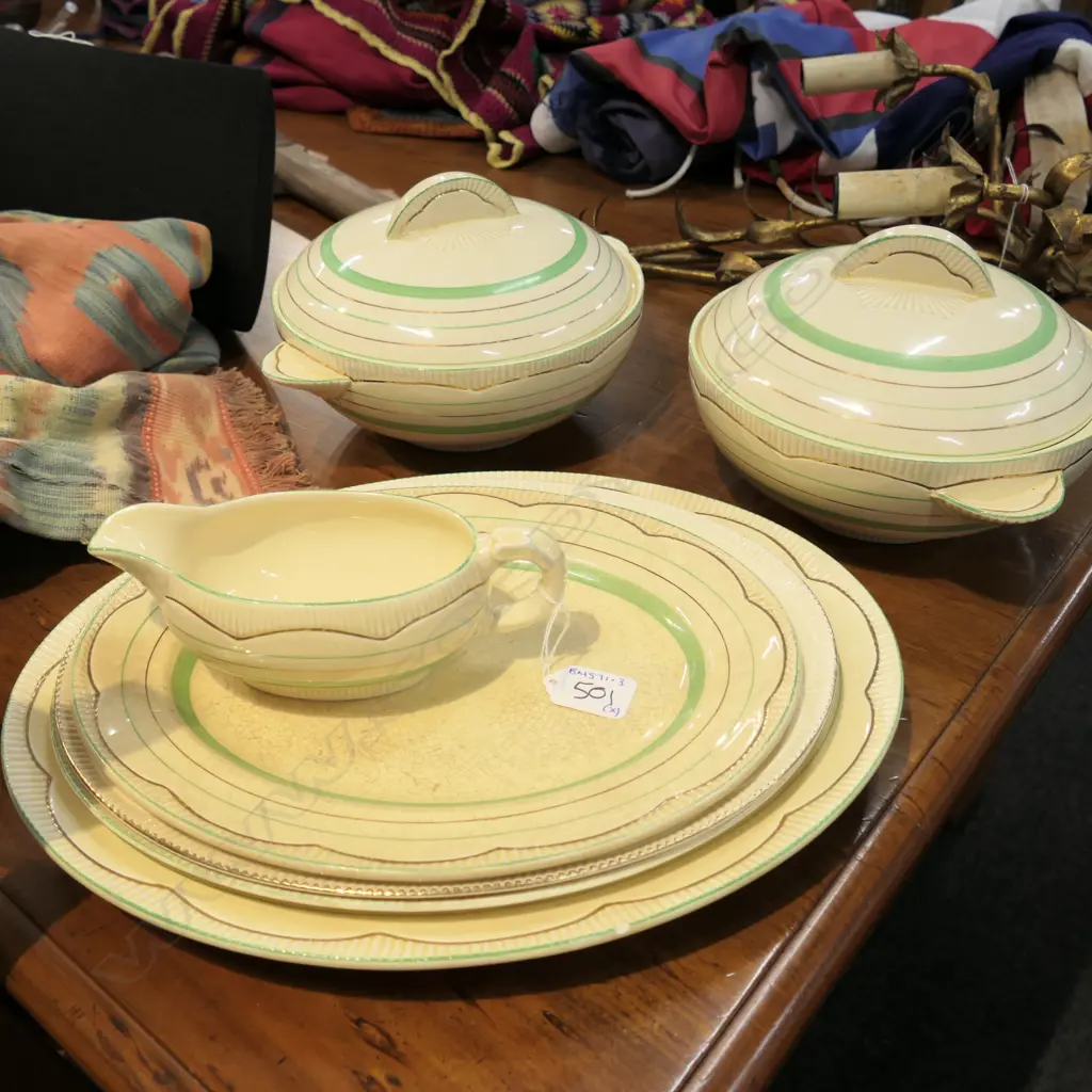 CLARICE CLIFF ART DECO BANDED PLATTERS / TUREENS / GRAVY BOAT  Image 1++