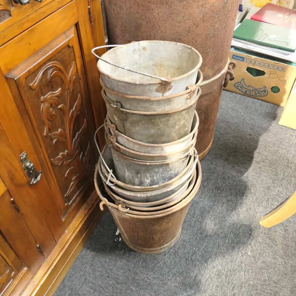 12 OLD METAL BUCKETS Image 1++