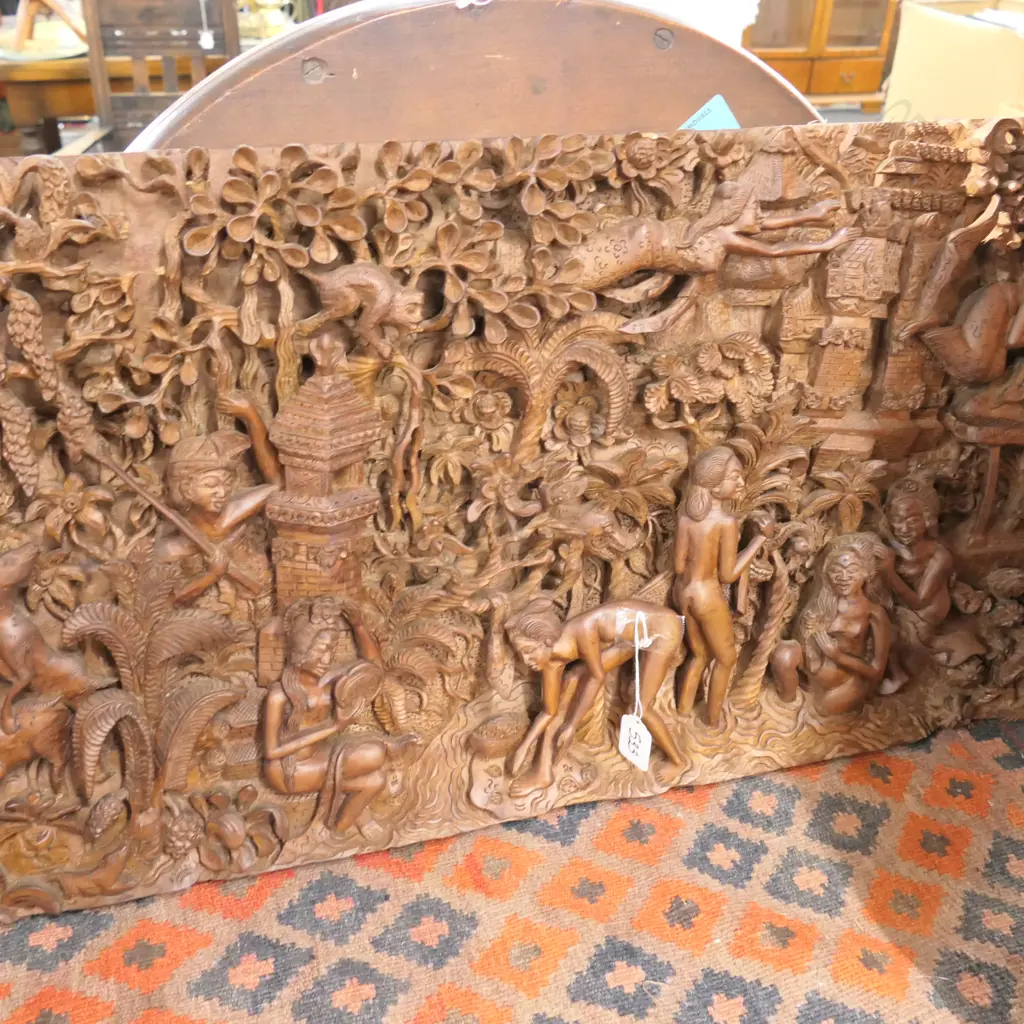 CARVED TEAK THAI WALL PANEL W. 780 MM Image 1++