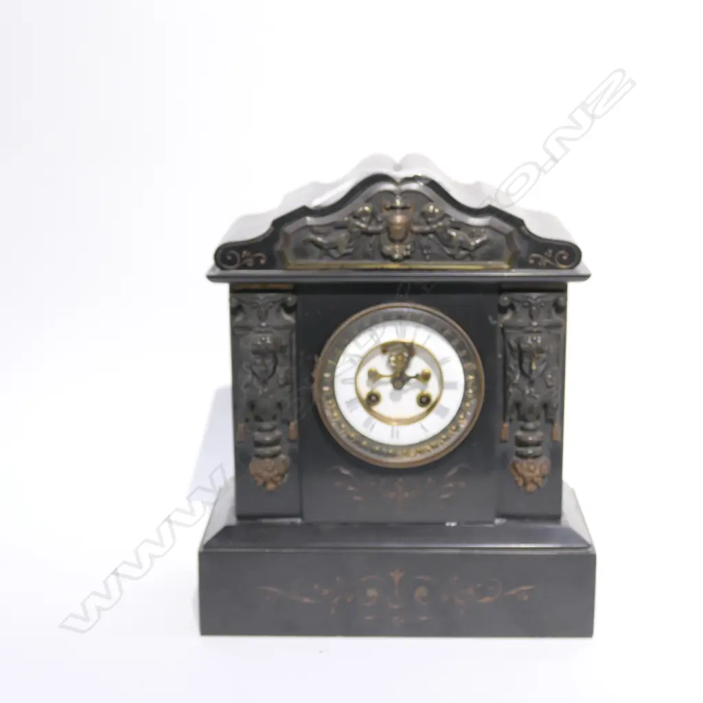 BLACK VICT. MANTEL CLOCK H. 350MM Image 1++