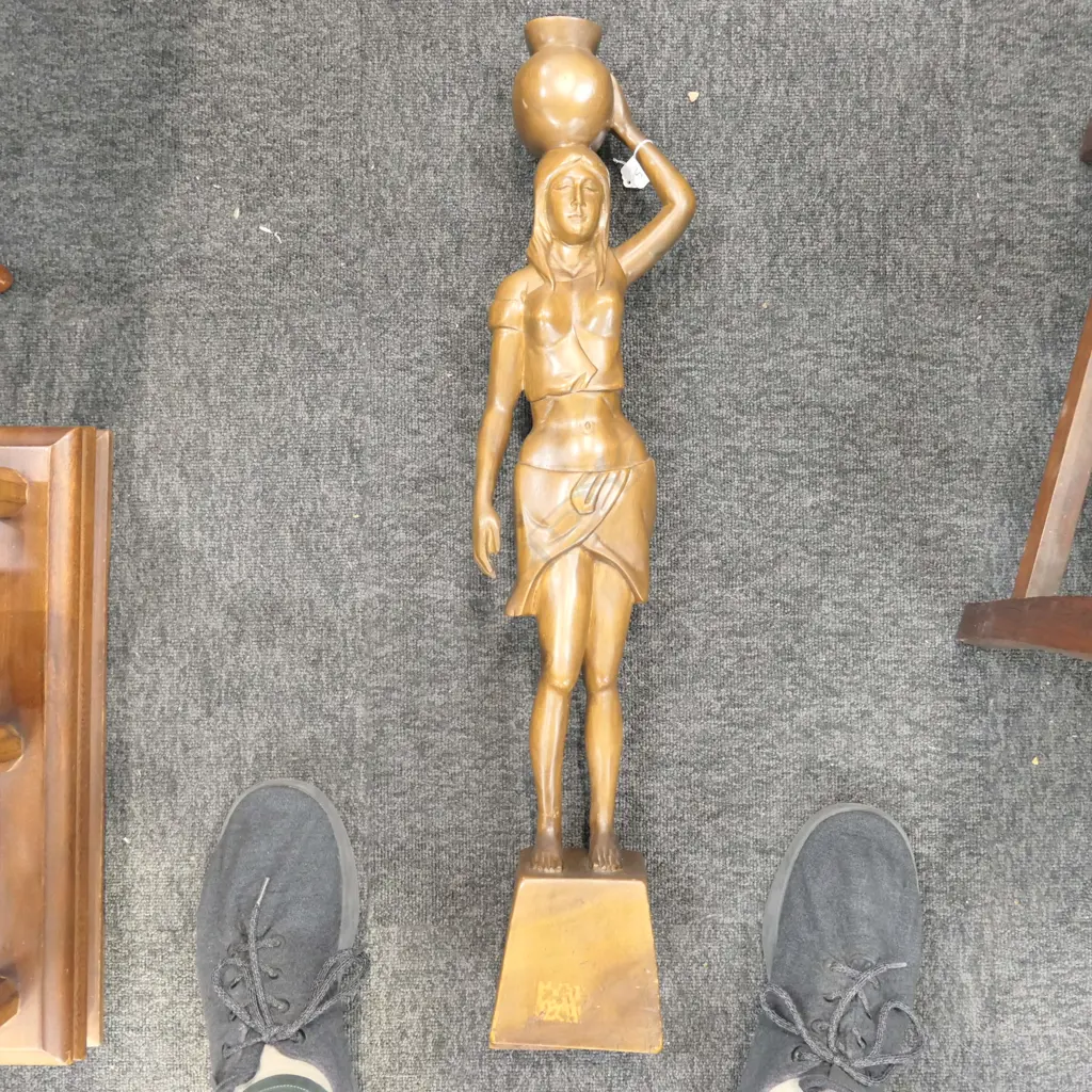 WOODEN WOMAN STATUE H. 760 MM Image 1++