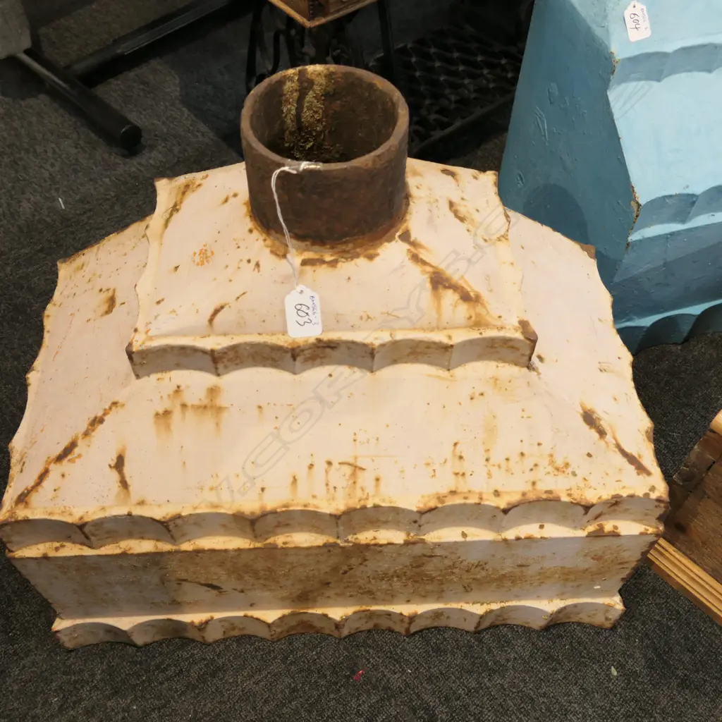 ANTIQUE CAST IRON DRAINPIPE HOUSING PINK H. 470MM Image 1++