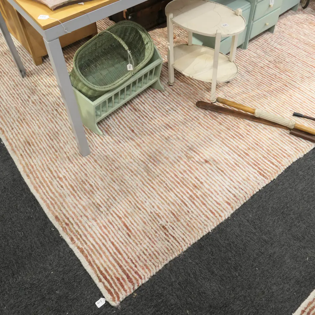 LARGE HAND MADE INDIAN JUTE AND WHITE SILK RUG 2830 X 2070 Image 1++