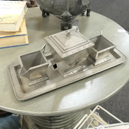 ART DECO ENGLISH PEWTER 4 PCE TEA SET