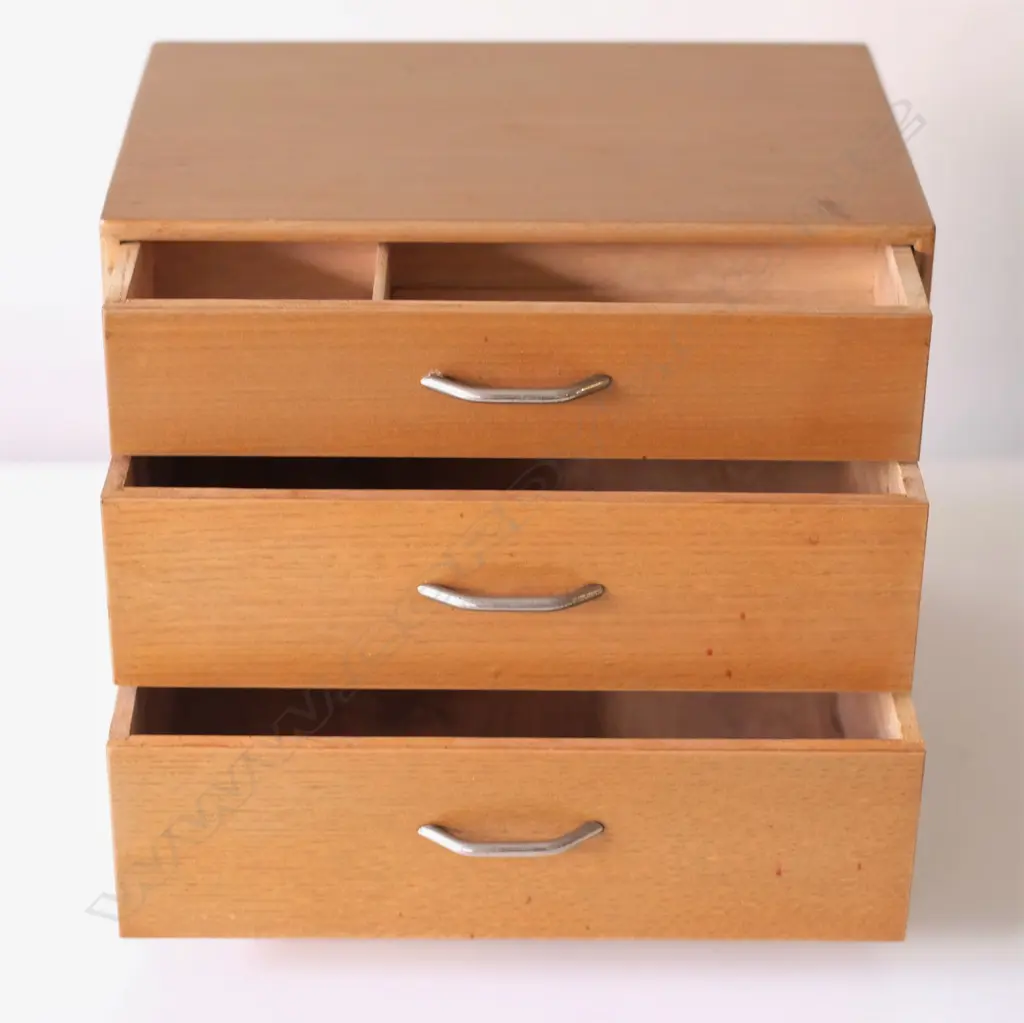 VINTAGE JAPANESE 3 DRAWER PAULOWNIA JEWELLERY BOX TANSU/HARIBAKO W. 270MM Image 1++