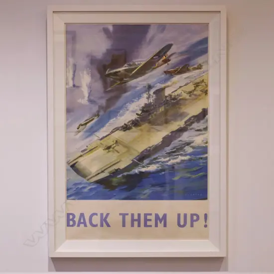 A framed WWII propaganda lithograph