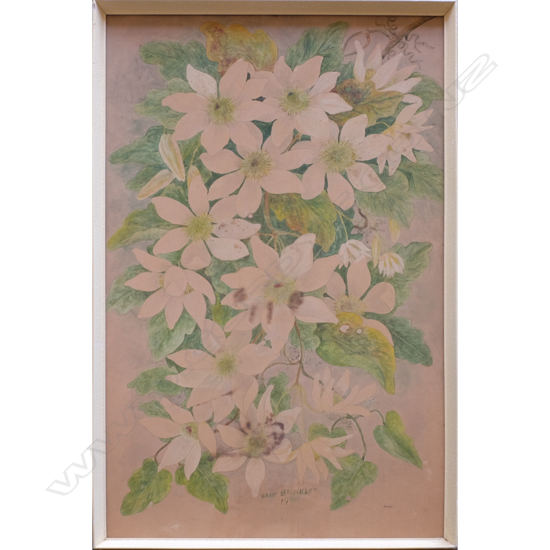 JANE BRENKLEY FLORAL WATERCOLOUR STILL LIFE SGD & DATED 1956 565MM X 360MM