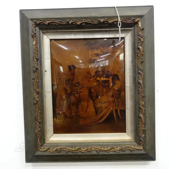 VICTORIAN CRYSTOLEUM GESSO GILT FRAME 'TEA PARTY' 350 X 400MM