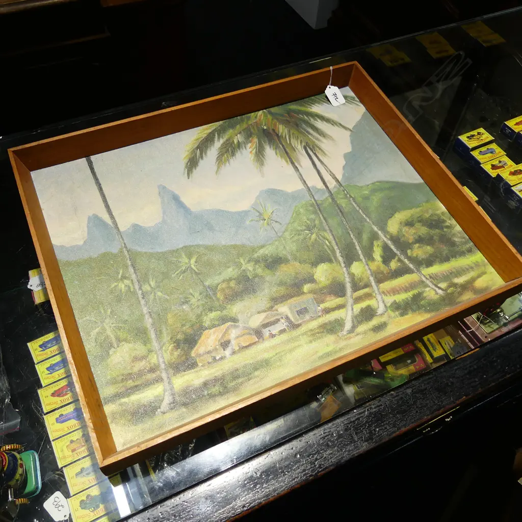 SID EBBETT OIL ON BOARD, BORA BORA LANDSCAPE 395 x 495mm Image 1++