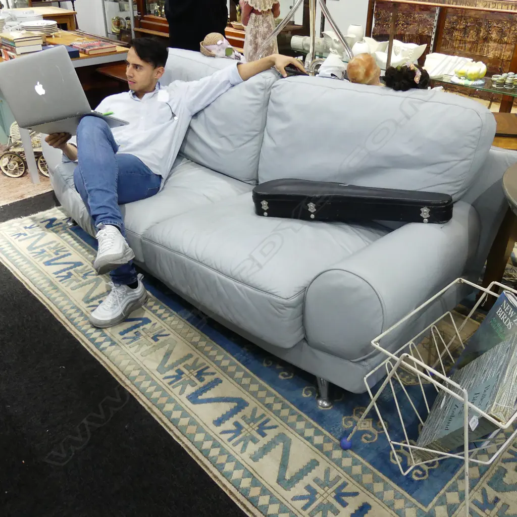 VINTAGE LEATHER SOFA 1960'S DANISH Image 1++