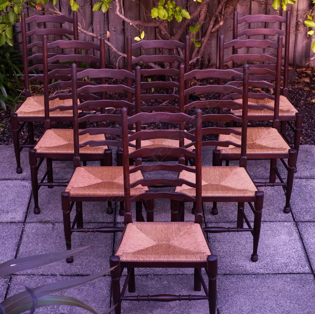 8 CORSO DE FIORI RUSH SEATED LADDERBACK CHAIRS Image 1++
