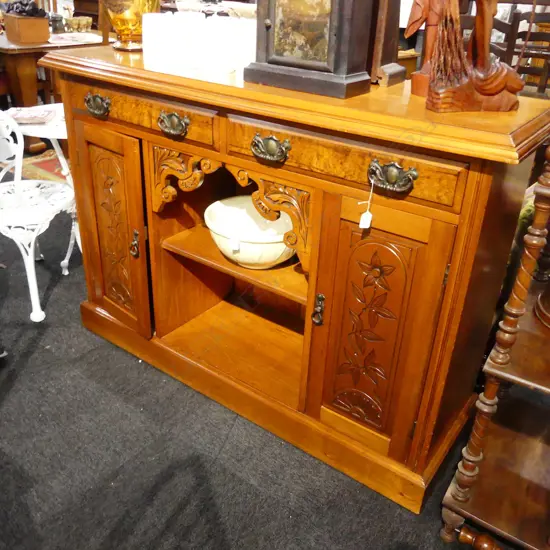 COLONIAL KAURI SIDEBOARD W/ ART NOUVEAU DECORATION