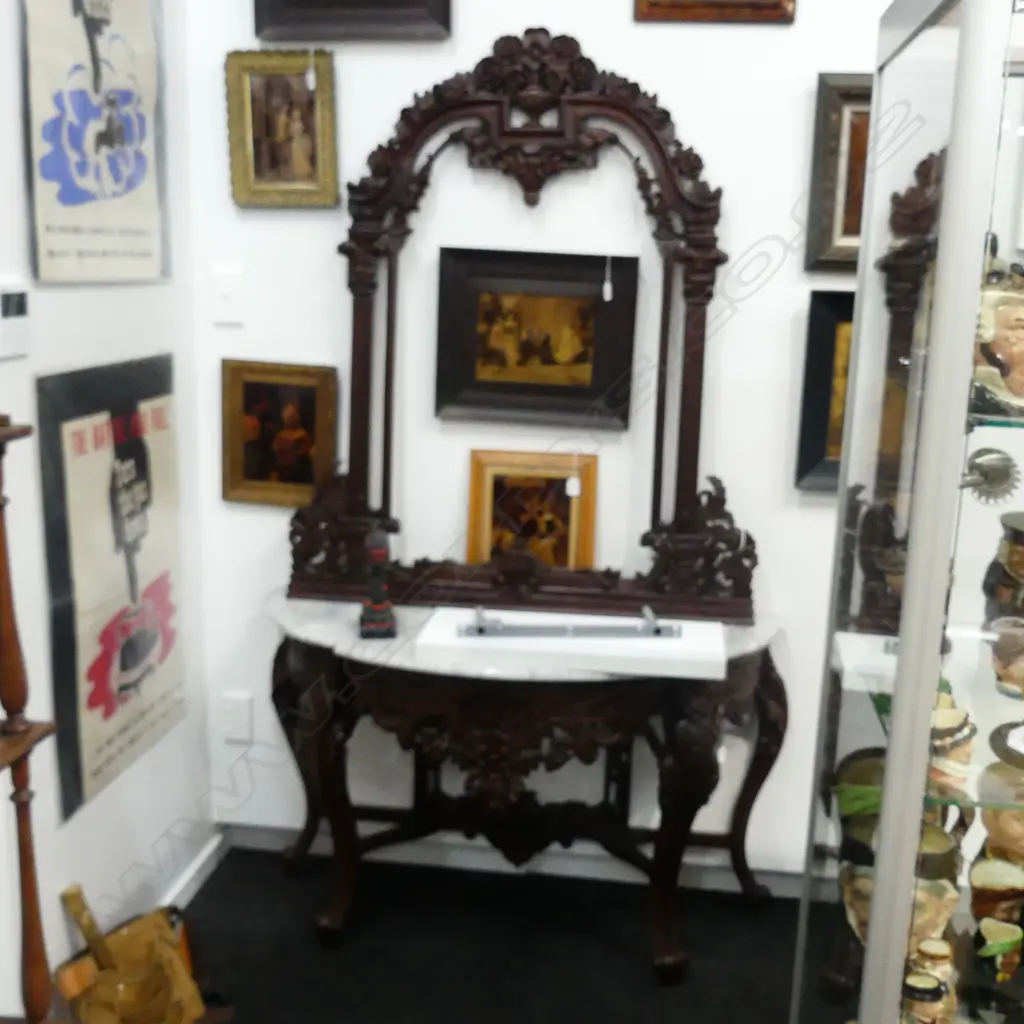 MARBLE TOP DEMI-LUNE SIDE TABLE H. 755MM Image 1++