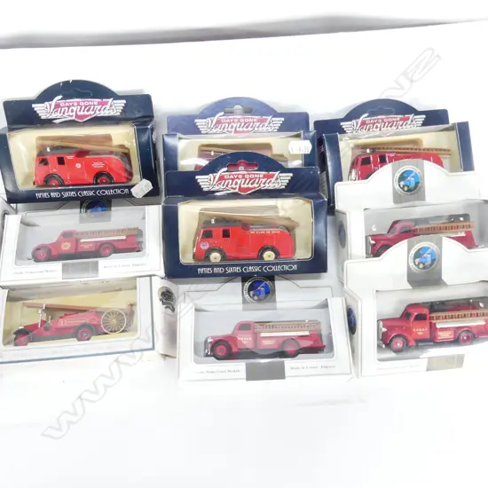 BOX 10 RARE LLEDO FIRE ENGINE MODELS (IN NZ FIRE DEPARTMENT LIVERY)