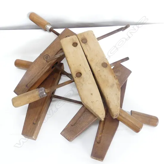 THREE VINTAGE WOODEN CLAMPS