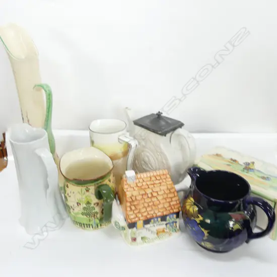 LOT ASST JUGS - R/D TEAPOTS / CROWN DEVON ETC