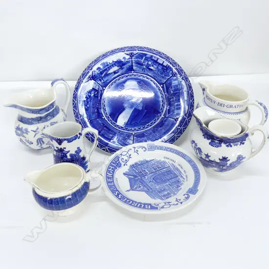 LOT ASST B + W TRANSFER ENGLISH JUGS AND PLATES