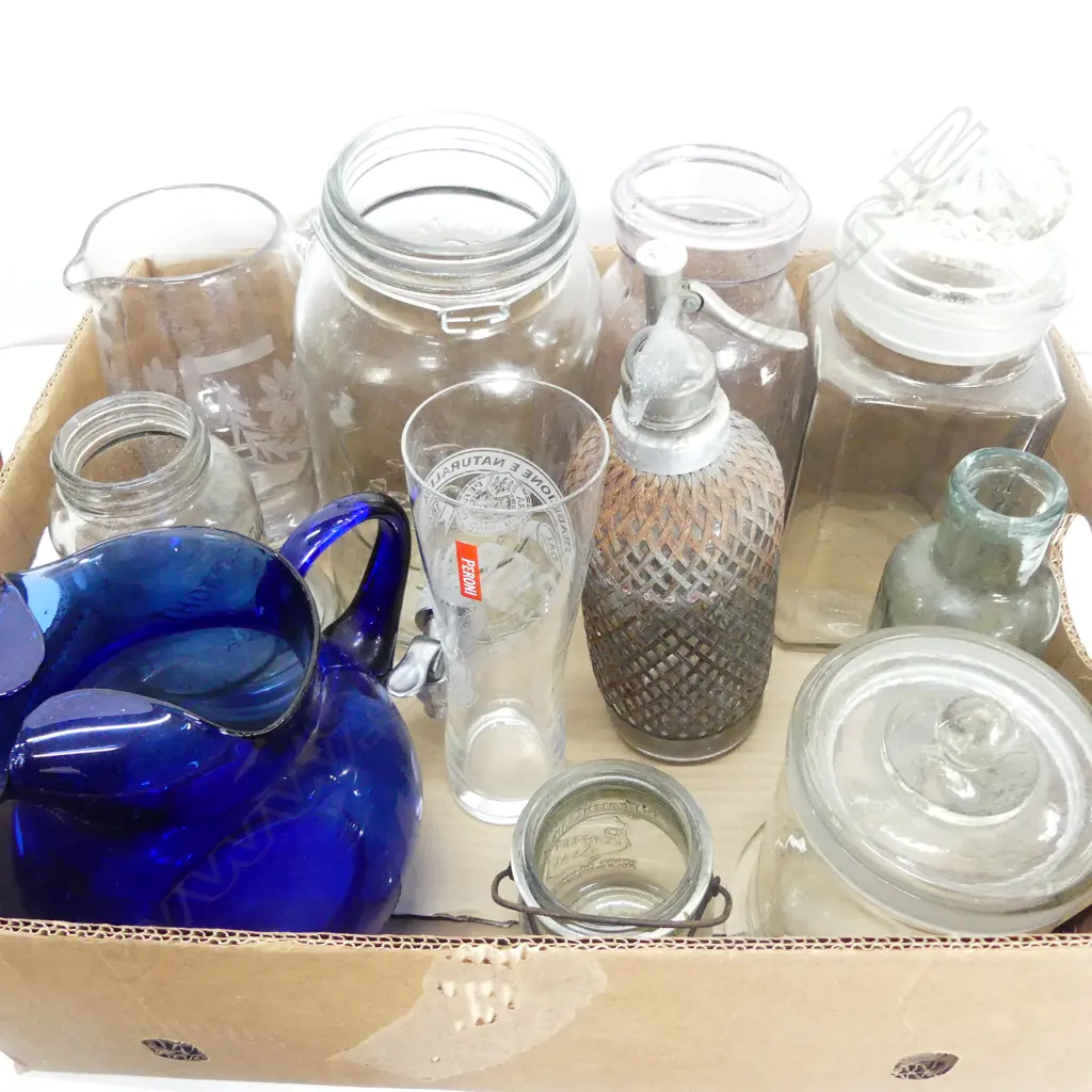 LOT ASST GLASS STORAGE JUGS ETC Image 1++