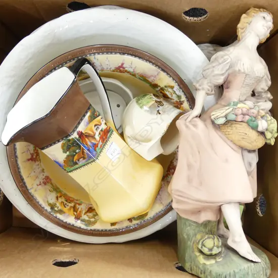 LOT VICTWASH BOWLS/BOOKENDS/CROWN LYNN FIGURE ETC