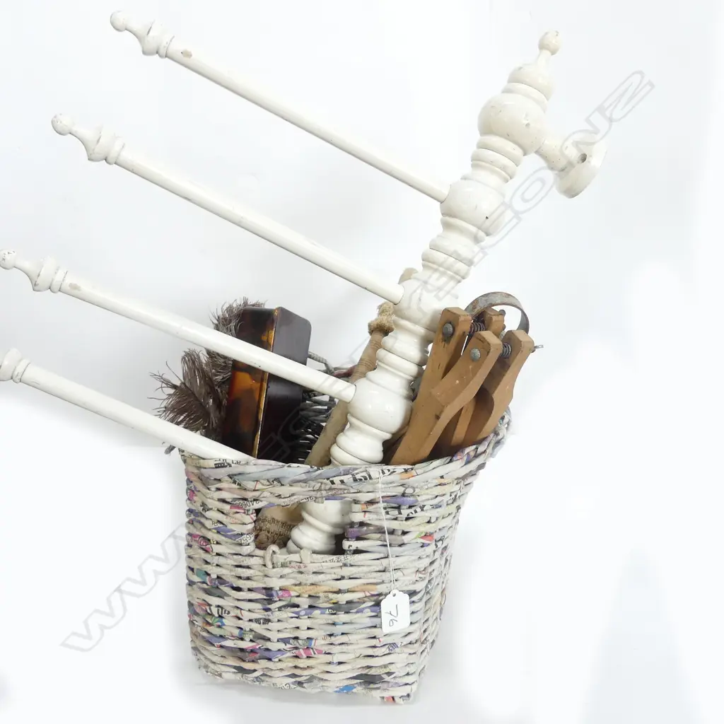 BASKET WITH FEATHERS/TONGS/DUSTER TOWELL STAND ETC Image 1++