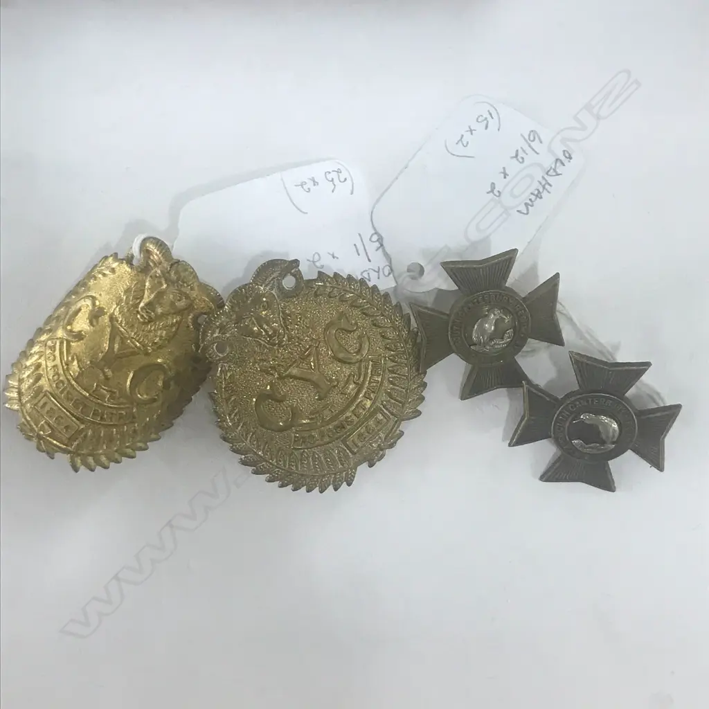 1st MOUNTED RIFLES (CANTY. YEOMANRY CAVALRY 1844) [2 VERSIONS], 2nd (STH CANTY) REGT [COLLAR] BADGES (4) Image 1++