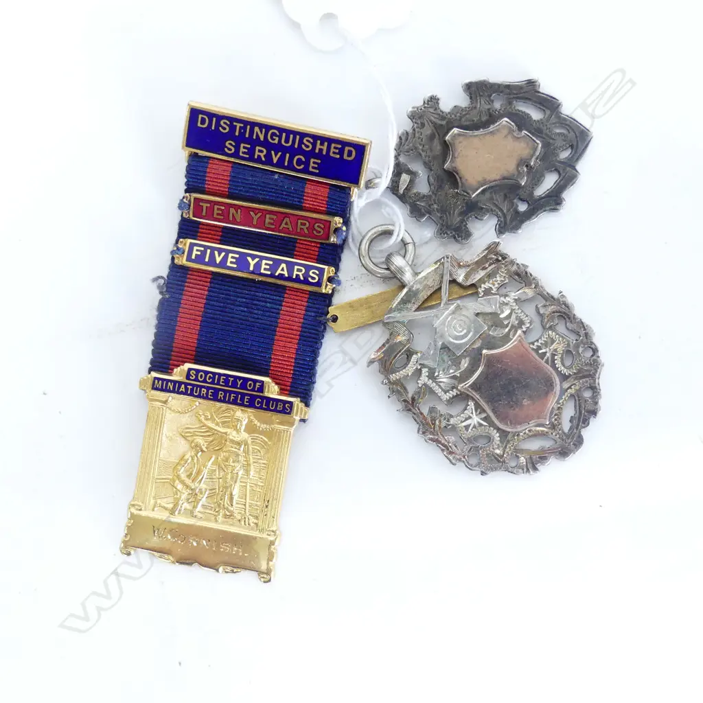 3 SHOOTING MEDALLIONS  (two silver without inscription; one gilt-metal) Image 1++