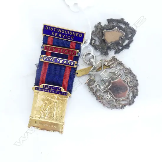 3 SHOOTING MEDALLIONS  (two silver without inscription; one gilt-metal)