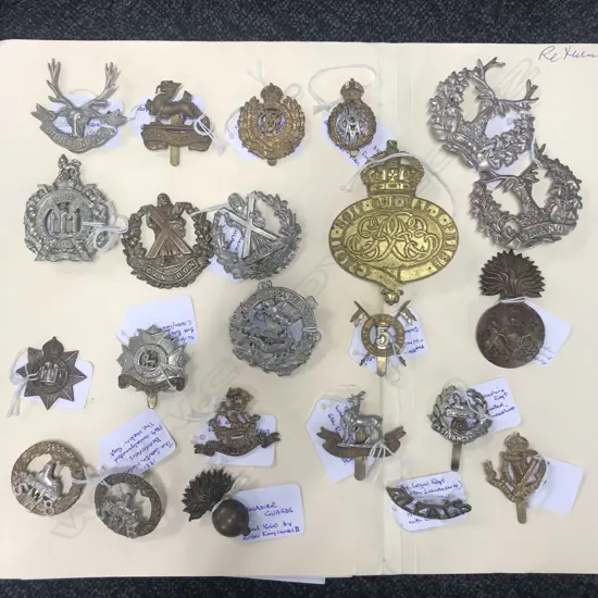 23 BRITISH REGIMENTAL CAP BADGES & SHOULDER TITLE (23)