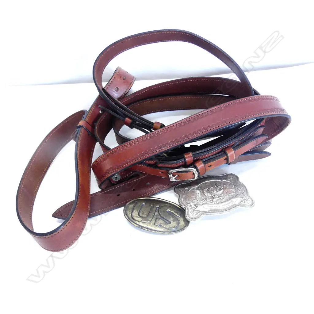 LOT ASST BELTS + AMERICAN BUCKLES Image 1++