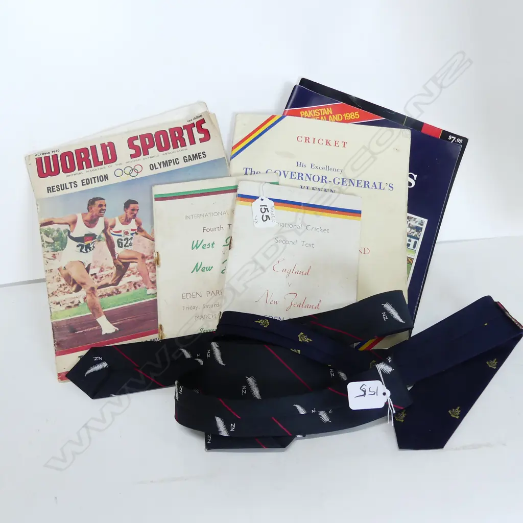 SMALL COLLECTION SPORTS PROGRAMMES (OLYMPIC, HOCKEY, ETC) + NZ REP SILVER FERN TIE & NTH SHORE RUGBY TIE Image 1++