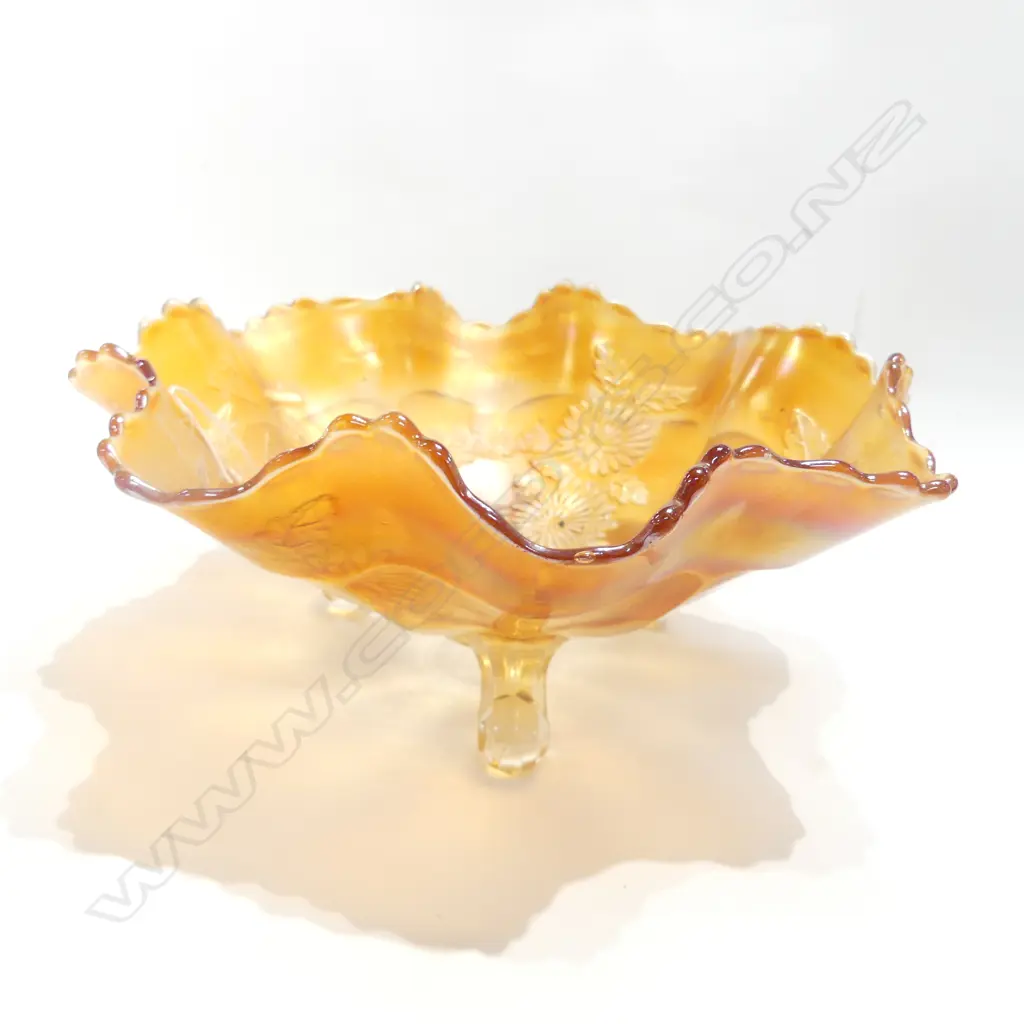 LARGE FLARED CARNIVAL GLASS BOWL DIA. 270MM Image 1++