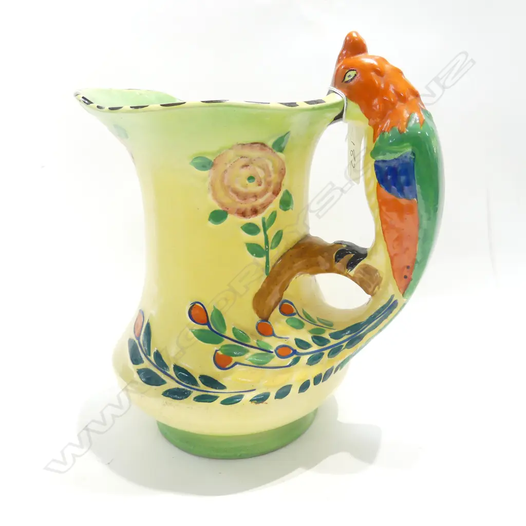 1930'S PARROT HANDLED JUG A/F H. 200MM Image 1++