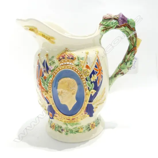 CROWN DEVON MUSICAL COMMEMORATIVE JUG FOR EDWARD VIII H. 200MM