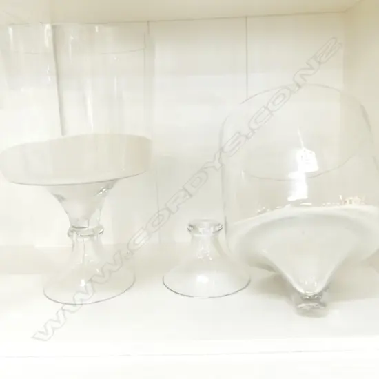 GLASS DISPLAY FLORIST STANDS W/ SAND/SHELLS - ONE A/F