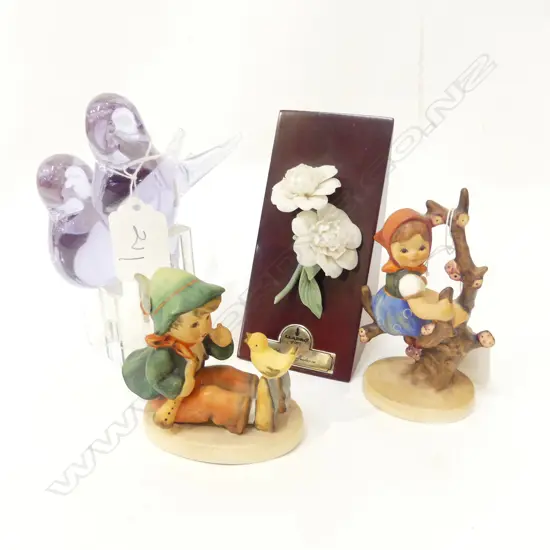 GLOEBEL FIGURINES,LLADRO FLOWER,GLASS BIRDS
