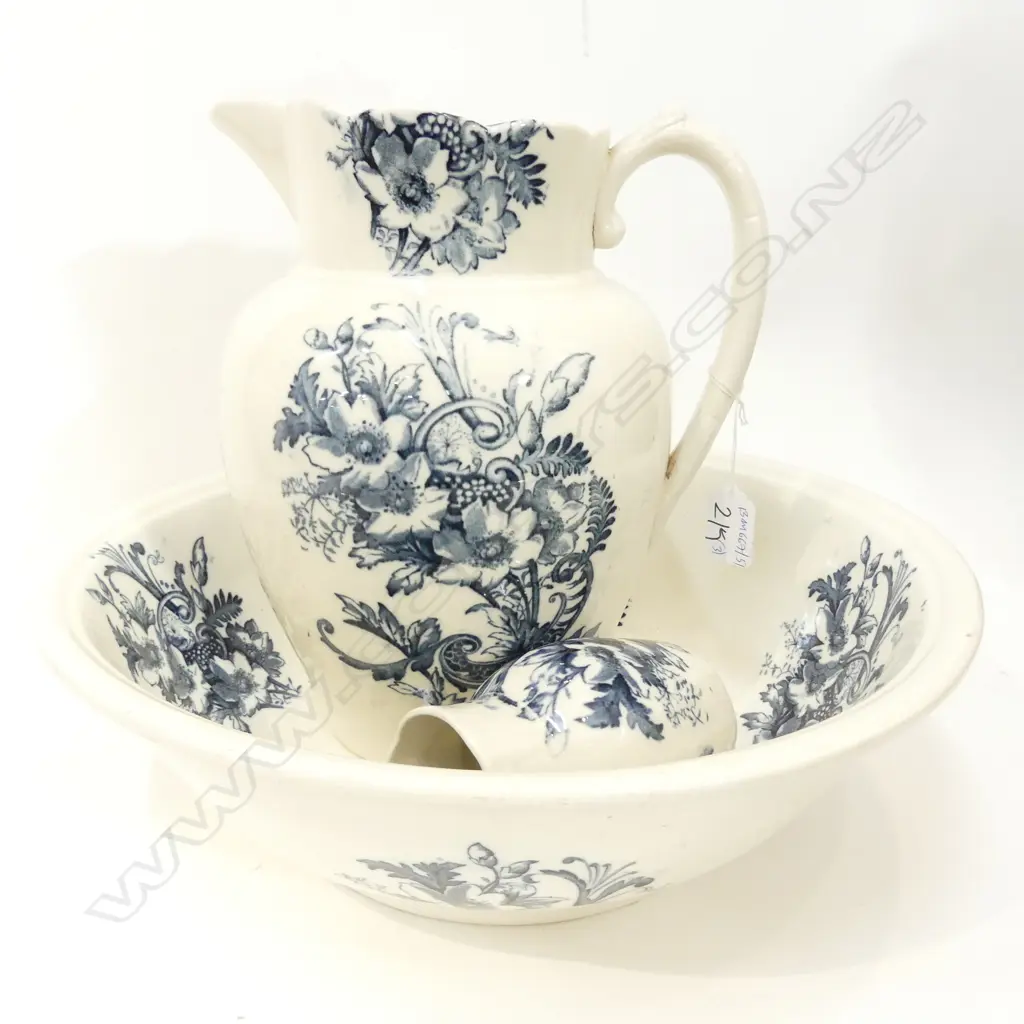 VICT. WASHBASIN JUG AND BRUSH HOLDER H. 290MM Image 1++