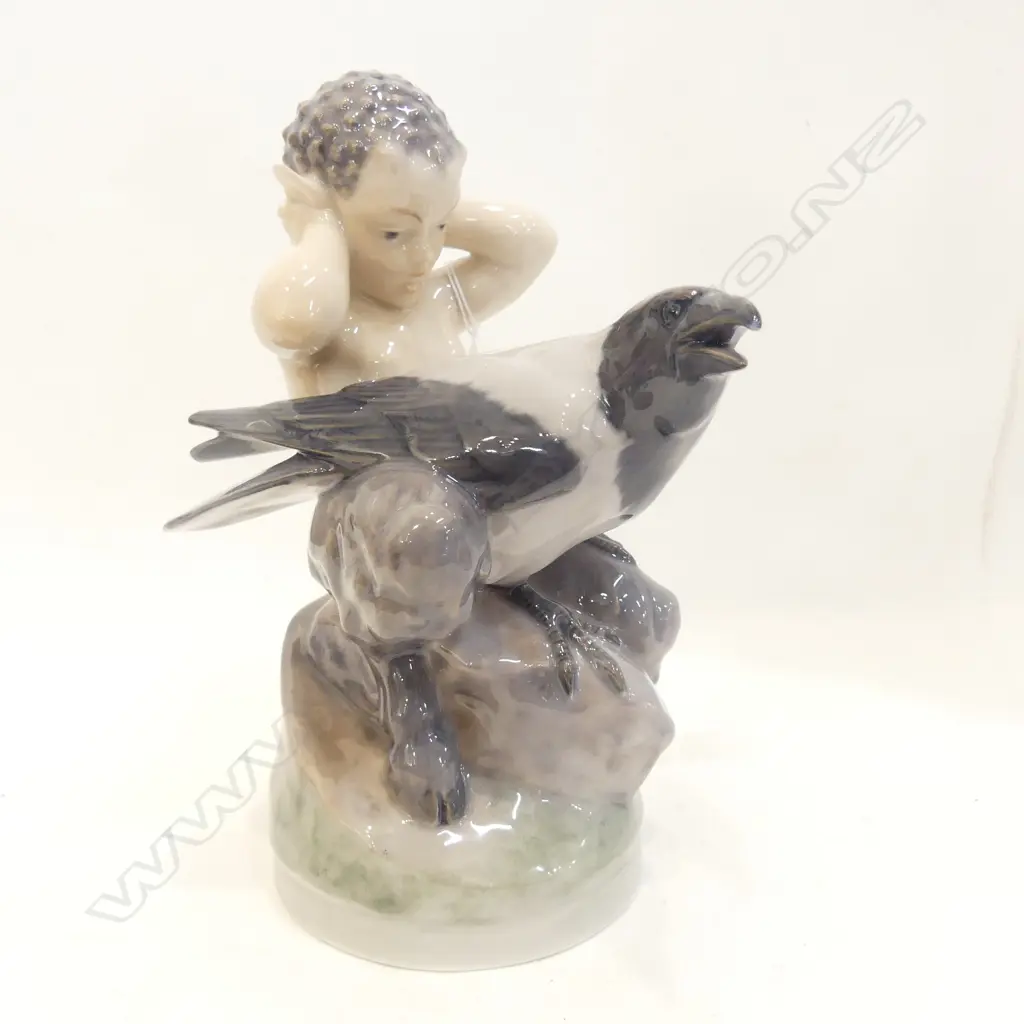 ROYAL COPENHAGEN 2113 FAUN WITH CROW Image 1++