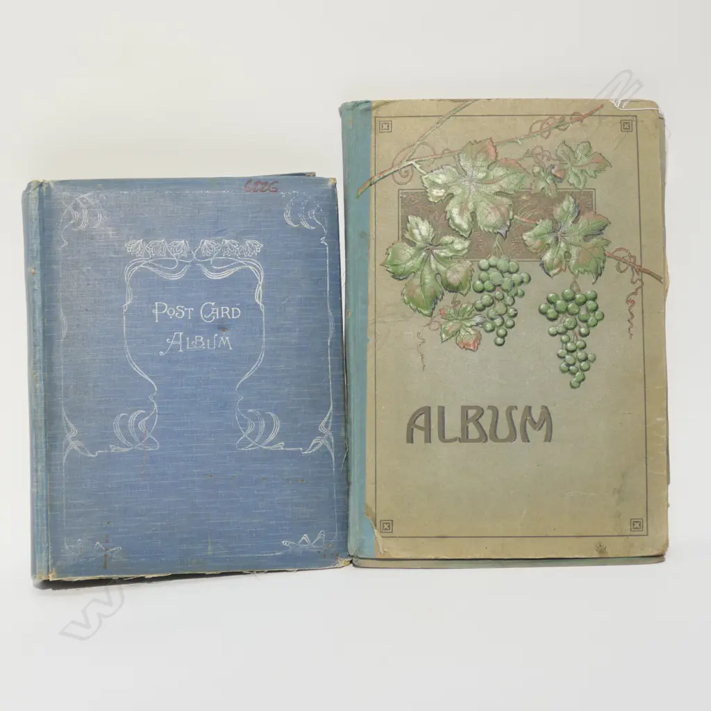 2 OLD POSTCARD ALBUMS EMBROIDERED SILK ETC Image 1++