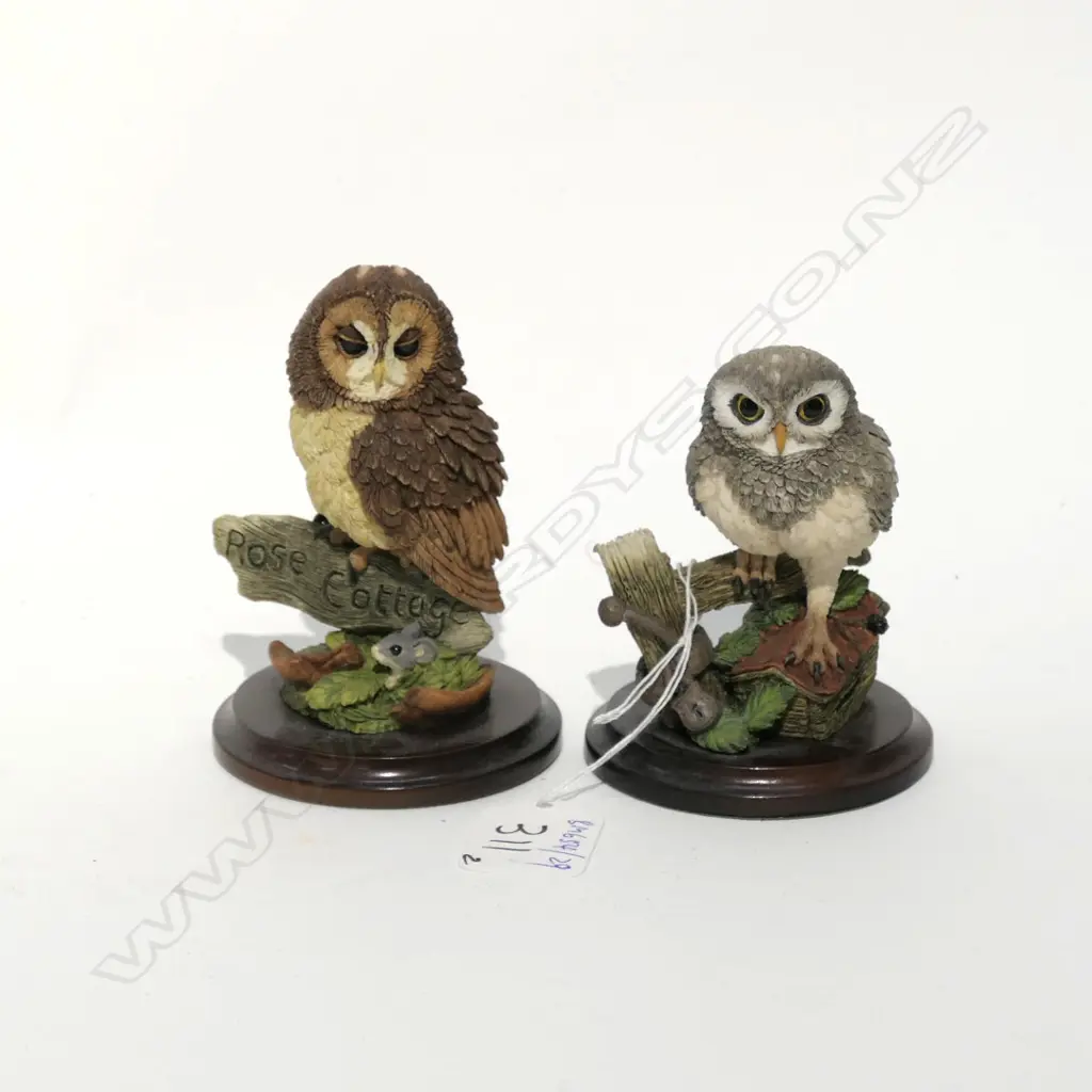 COUNTRY ARTIST 2 X OWL ORNAMENTS-RESIN Image 1++