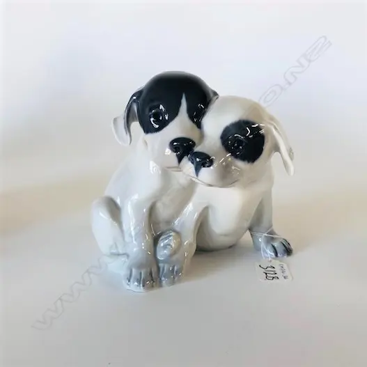 ROYAL COPENHAGEN PORCELAIN GROUP 2 PUPPIES Image 1++