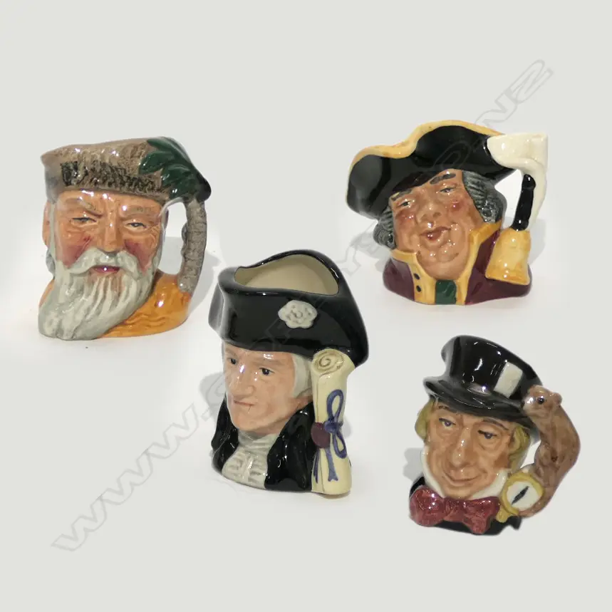 ROYAL DOULTON C/J TOWN CRIER D6544-MAD HATTER D6606-ROBINSON CRUSOE D6546-, GEORGE WASHINGTON D6825 Image 1++