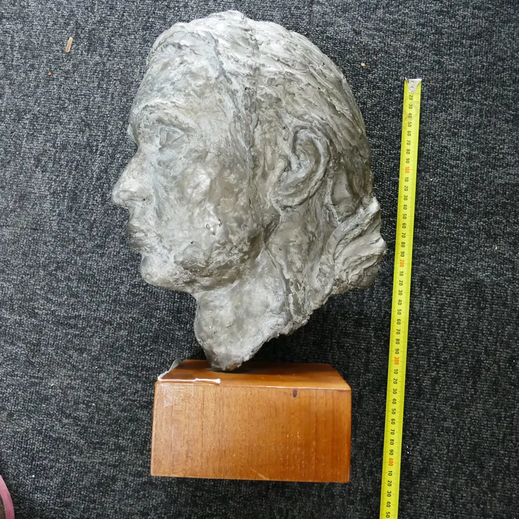 *** correction*** SIMULATED BRONZE (CAST FIBREGLASS) BUST FEMALE HEAD ARTIST UNKNOWN Image 1++