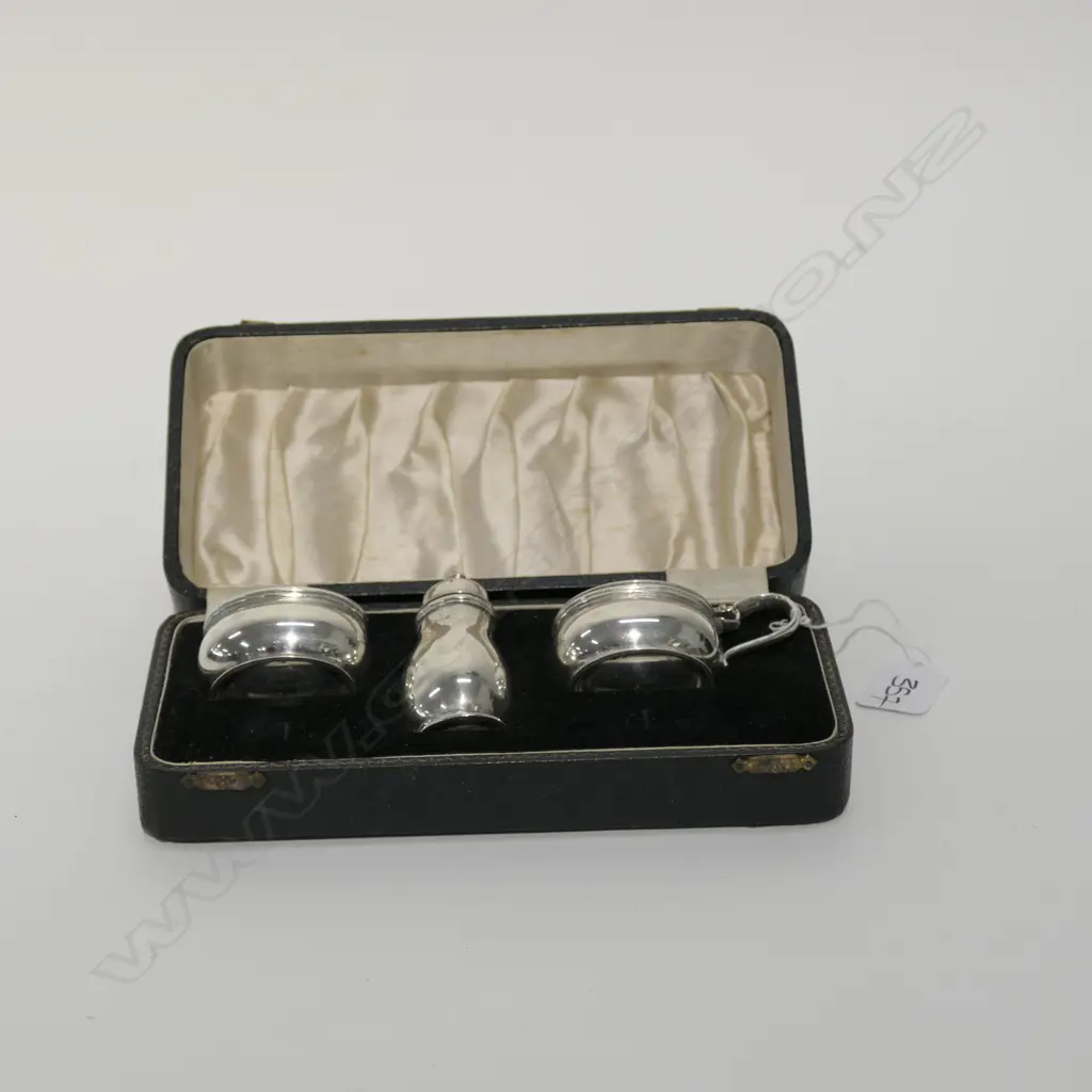 SILVER 3 PIECE CRUET SET Image 1++