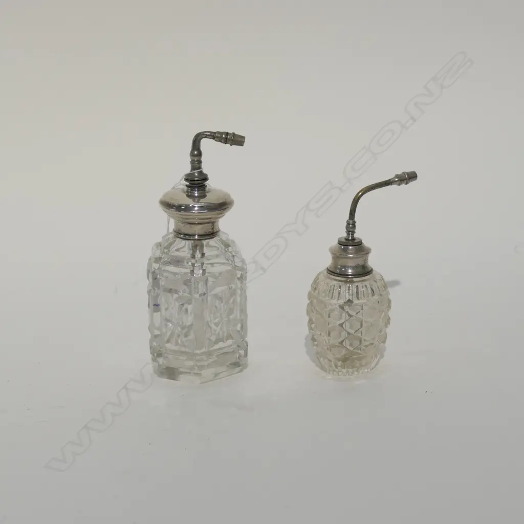 2 SILVER & CRYSTAL ATOMISER PERFUME BOTTLES Image 1++