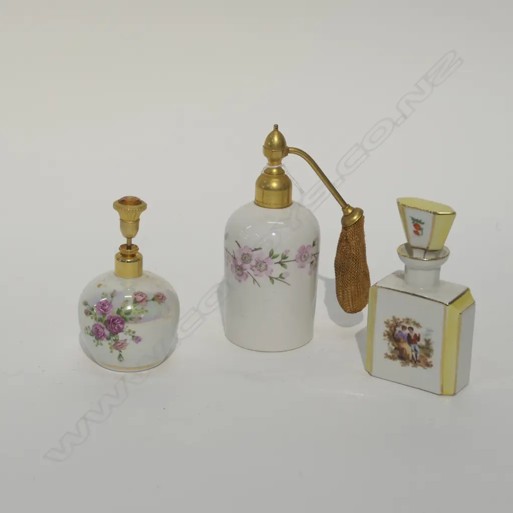3 FRENCH PORCELAIN PERFUME BOTTLES Image 1++
