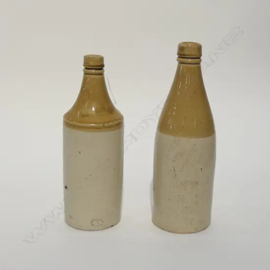 2 C1900 STONEWARE GINGER BEAR ? BOTTLES 