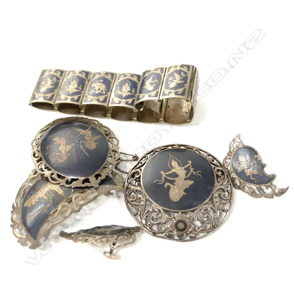 THAI SILVER, BRACELET/3X BROOCHES/ EARRINGS Image 1++